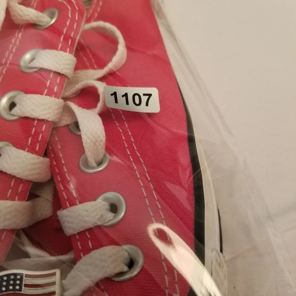 Converse Chuck Taylor All Star Low Top Red Canvas Sneakers American Flag CharmW8 - Picture 5 of 9